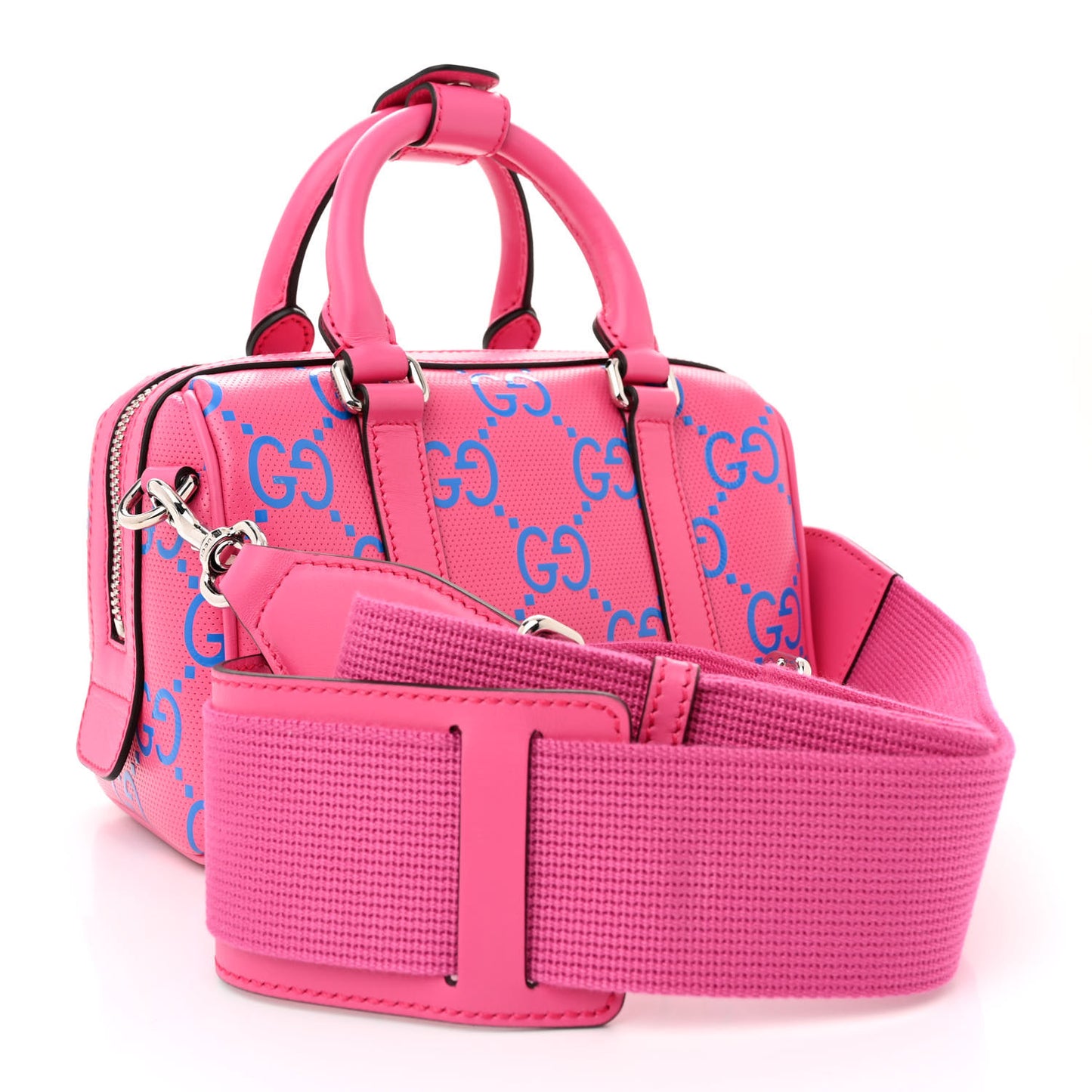 Calfskin GG Tennis Bi-Color Embossed Mini Duffle Bag Modern Fucsia Modern Blue