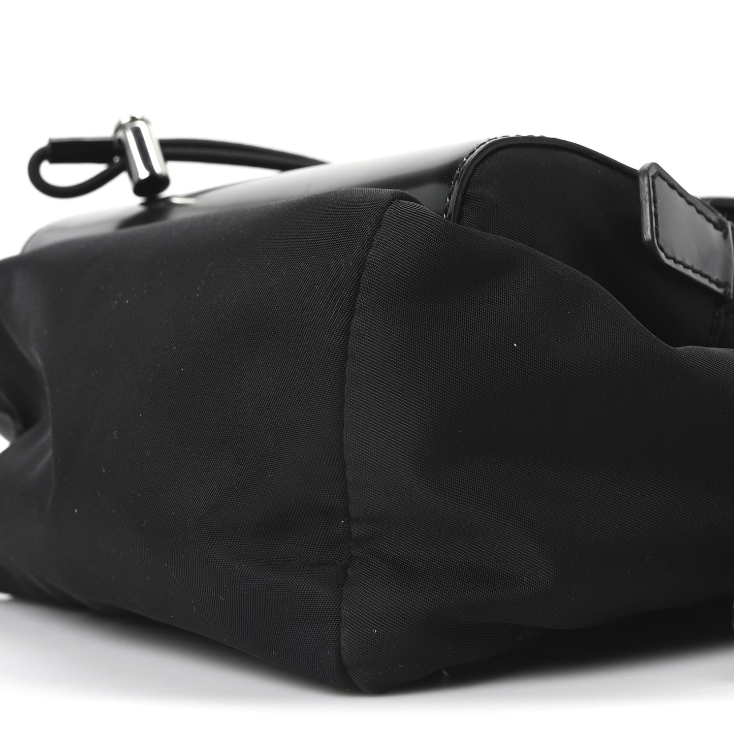 Nylon Brushed Calfskin Mini Sling Backpack  Black