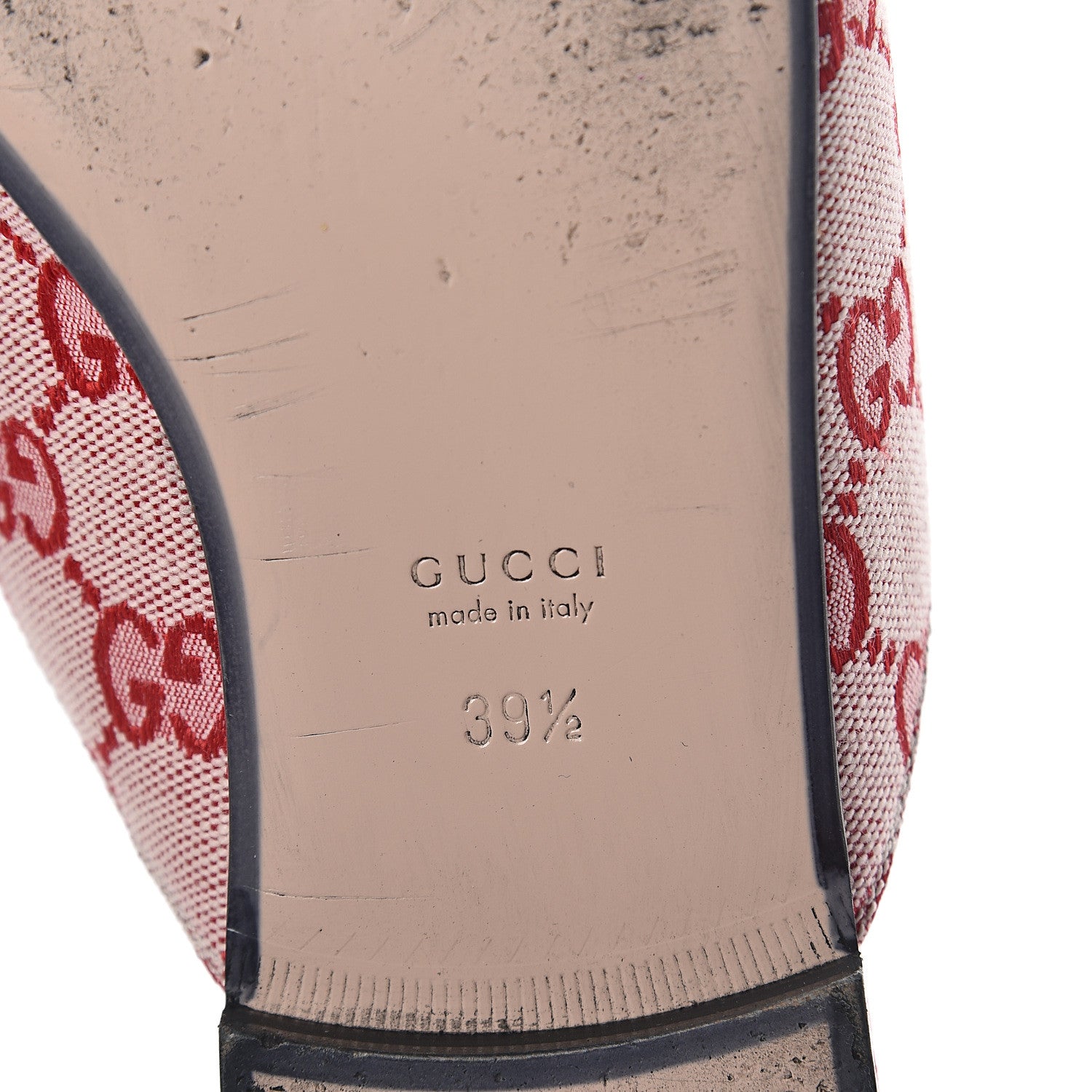 Gucci Canvas GG Monogram Horsebit Womens Princetown Slippers 39.5 Gardenia Hibiscus Red 7 of 7