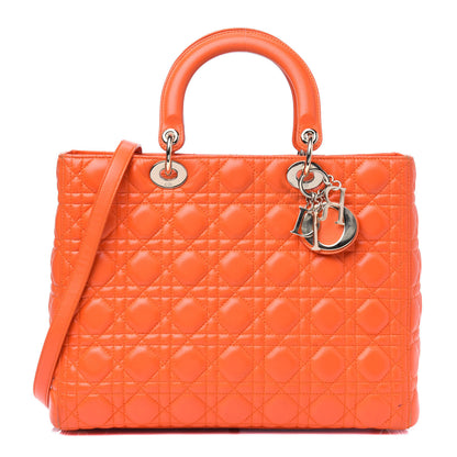 Christian Dior Lambskin Cannage Large Lady Dior Orange 1 of 18