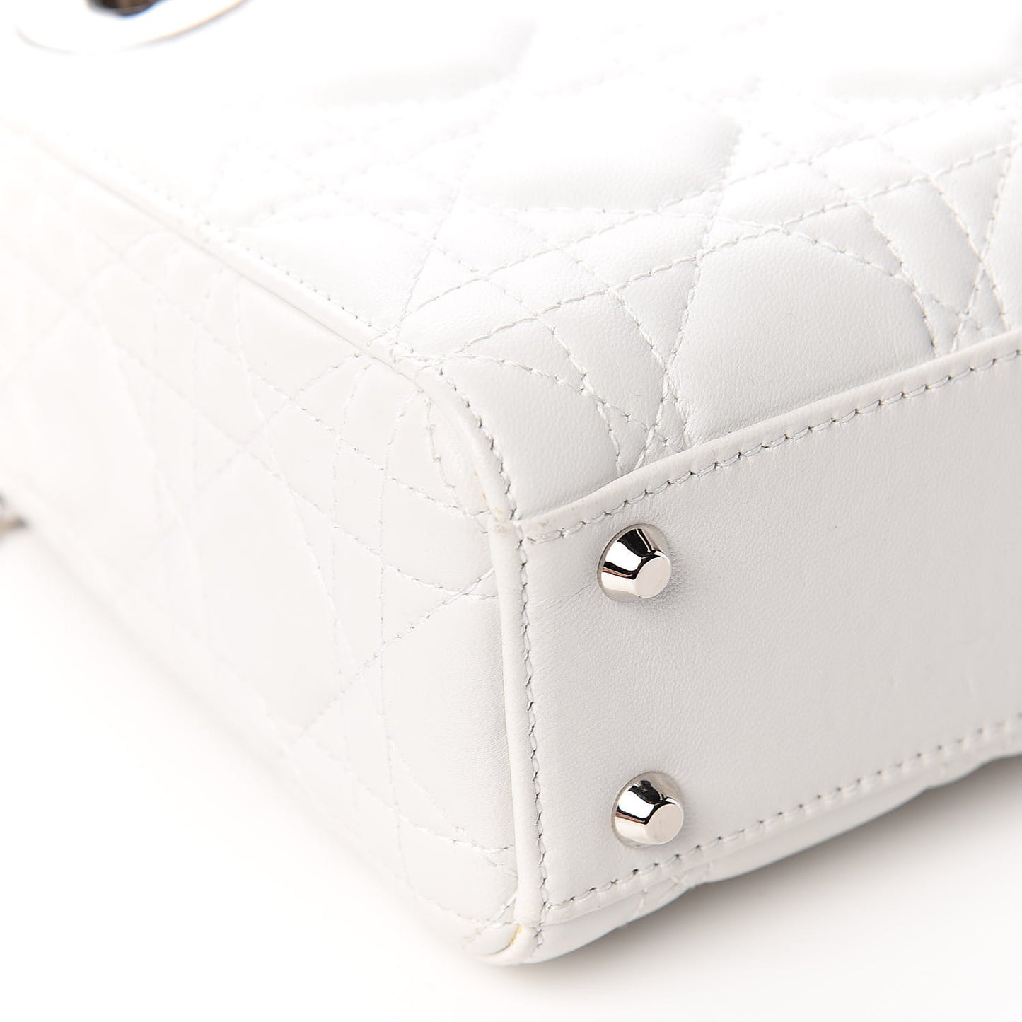 Lambskin Cannage Mini Lady Dior White