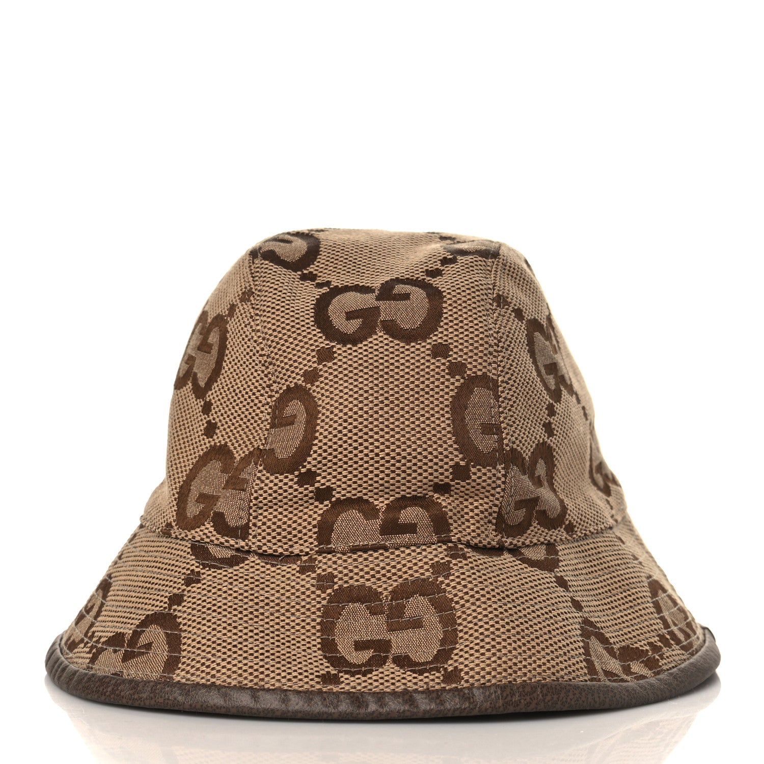 Gucci Monogram Jumbo GG Bucket Hat M 57 Camel Ebony New Acero 2 of 8