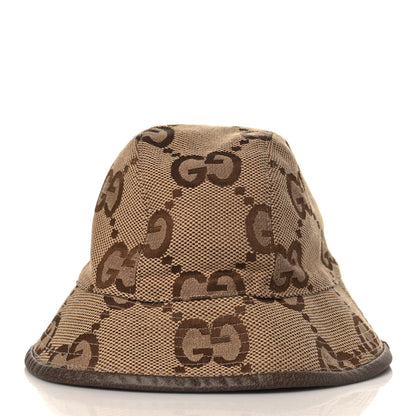 Gucci Monogram Jumbo GG Bucket Hat M 57 Camel Ebony New Acero 2 of 8