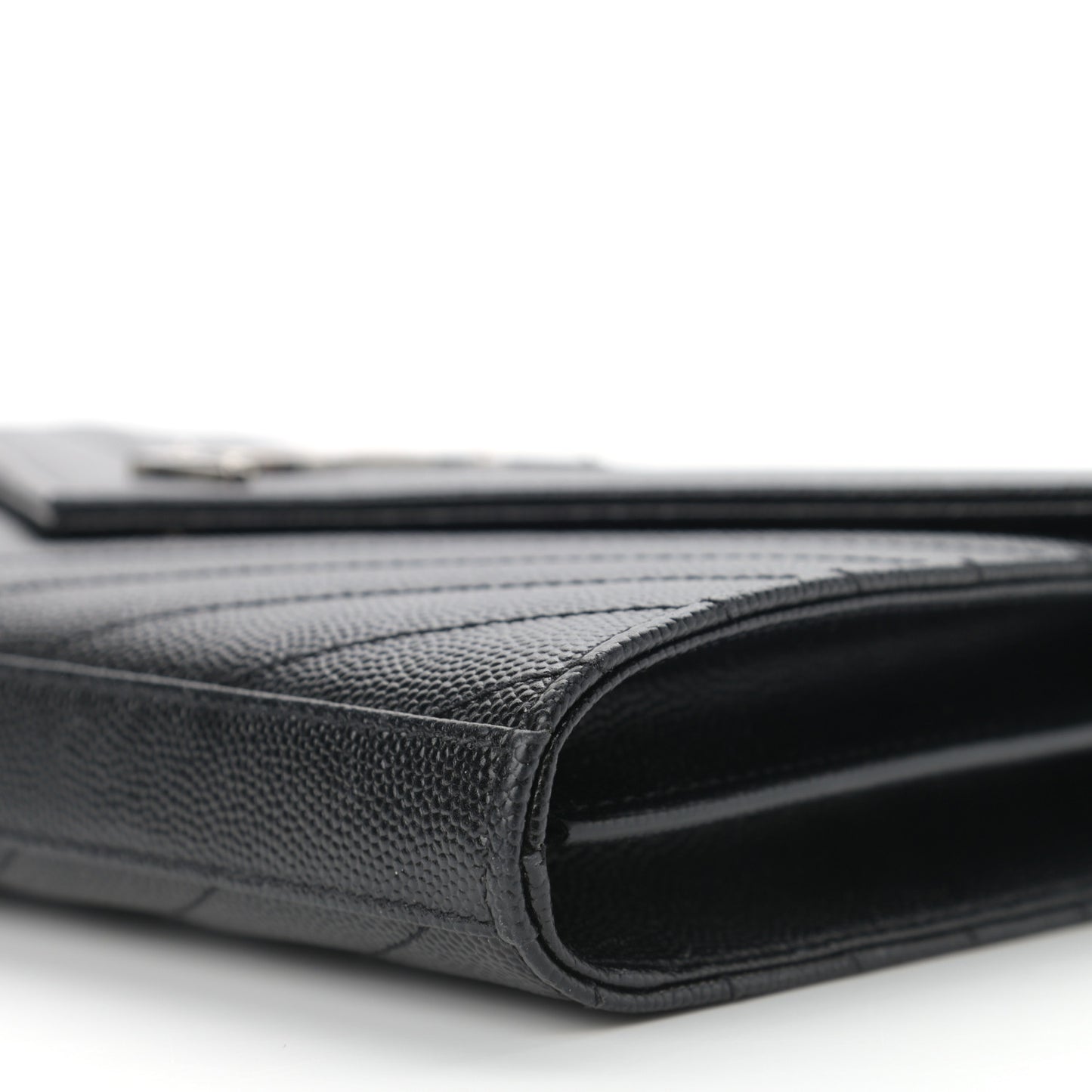 Grain De Poudre Matelasse Chevron Monogram Chain Wallet Black