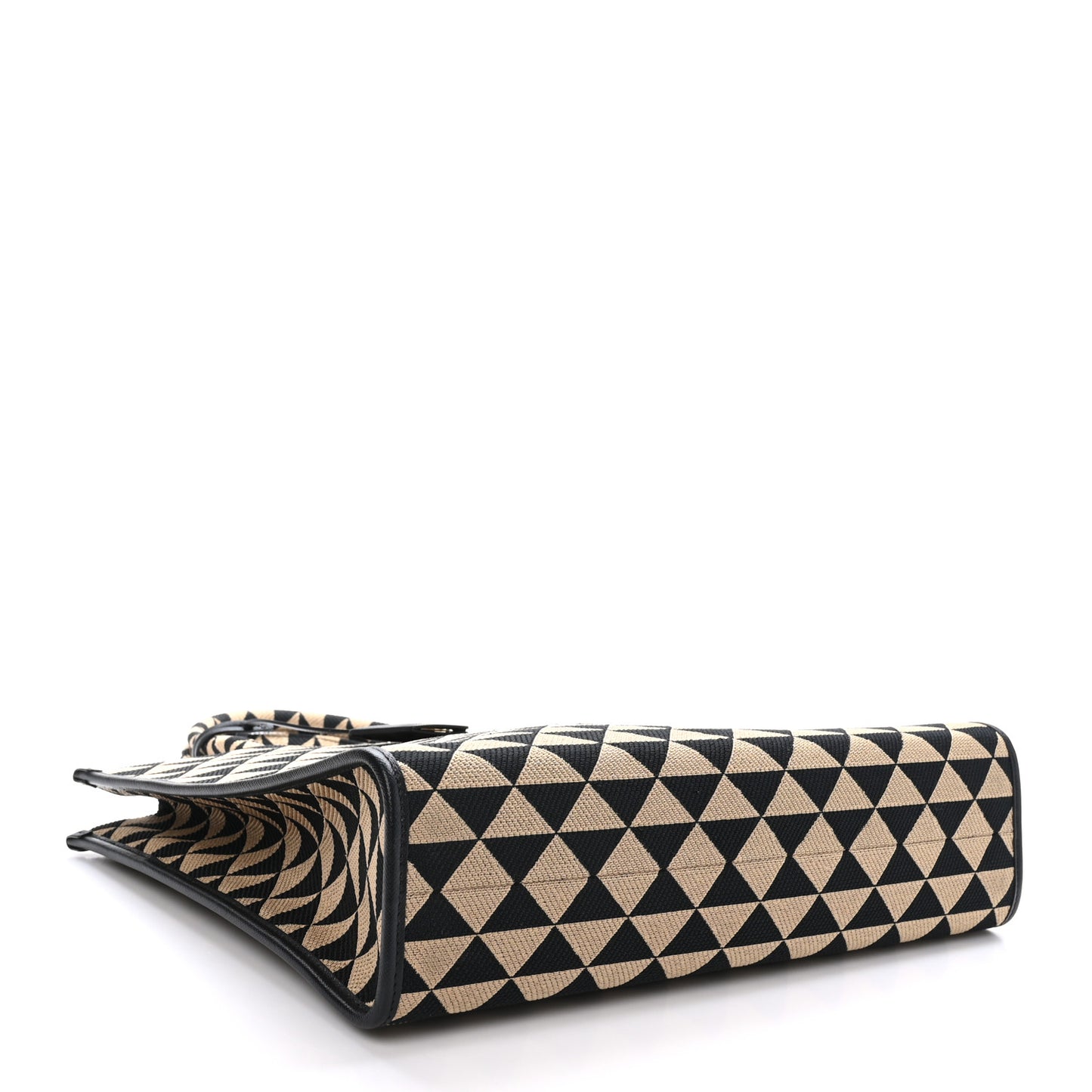 Jacquard Saffiano Triangolo Symbole Embroidered Large Tote Black Corda