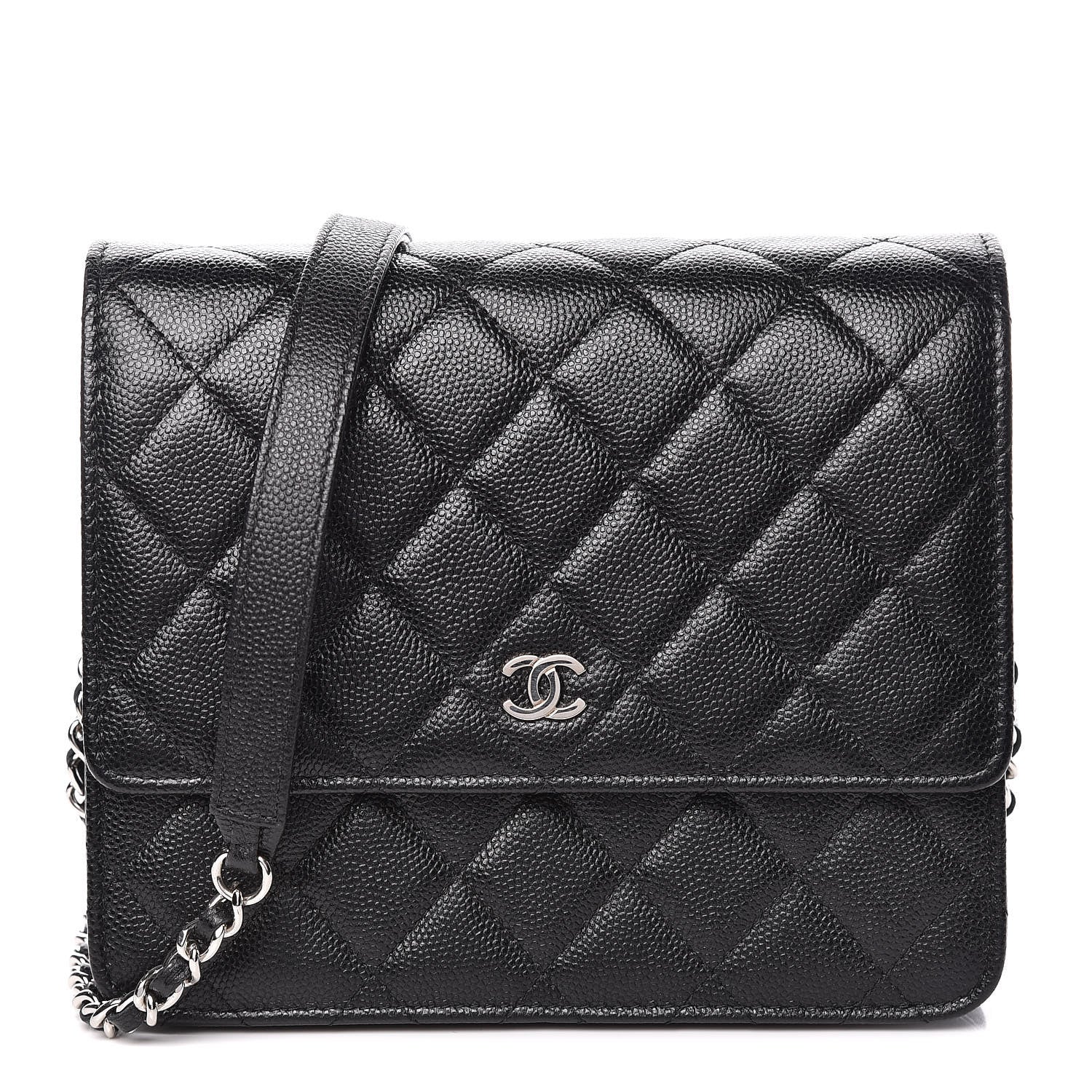 Chanel Caviar Quilted Square Wallet On Chain WOC Black 1 of 11