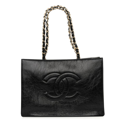 Chanel Shiny Aged Calfskin Shopping Bag Black 1 of 10