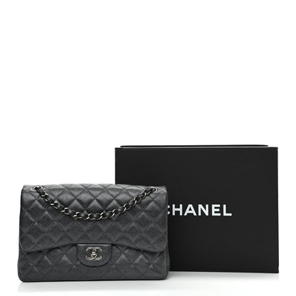 Chanel Metallic Caviar Quilted Jumbo Double Flap Dark Grey 16 of 16