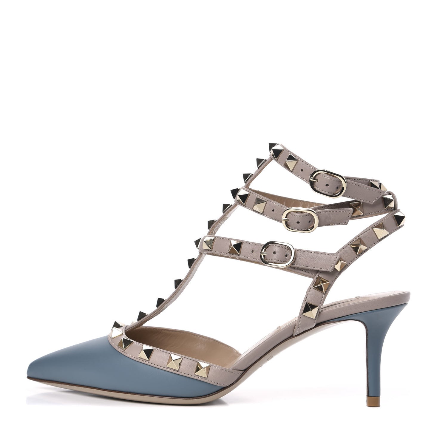 Calfskin Nappa Rockstud Ankle Strap 65mm Pumps 36 Amadeus Poudre