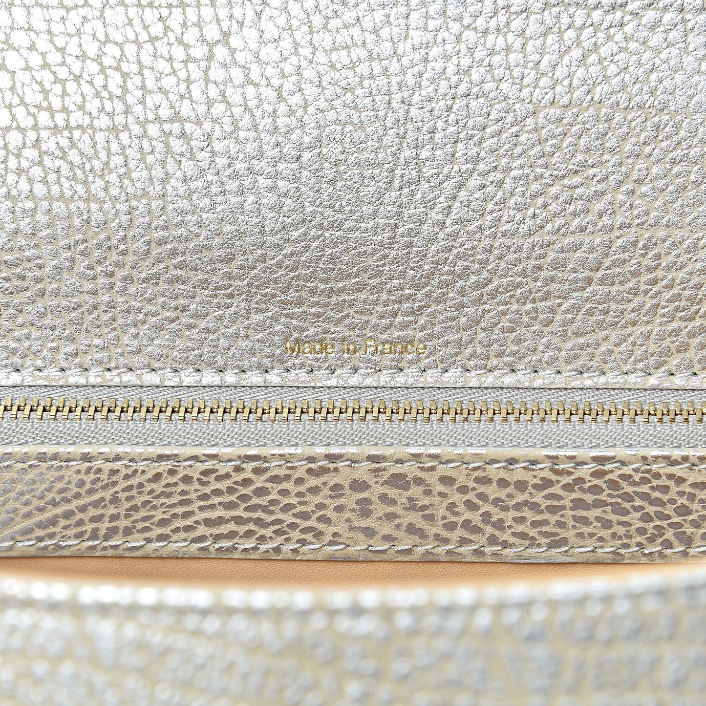 Metallic Crispy Calfskin MM Brillant Satchel Antique Silver