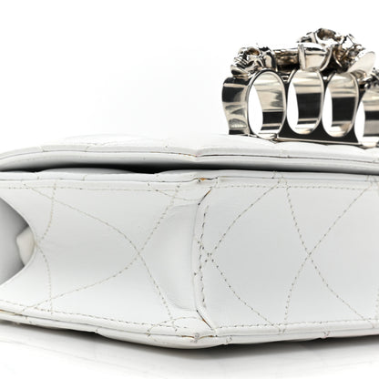Alexander McQueen Lambskin Quilted Graffiti Skull Knuckle Crossbody White 9 of 15
