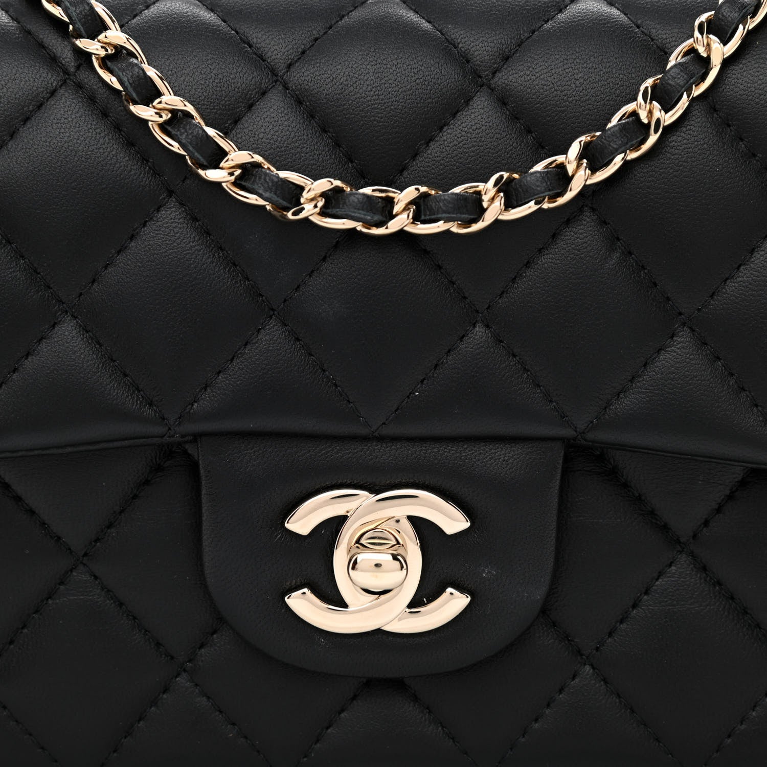 Chanel Lambskin Quilted Mini Top Handle Rectangular Flap Black 8 of 10