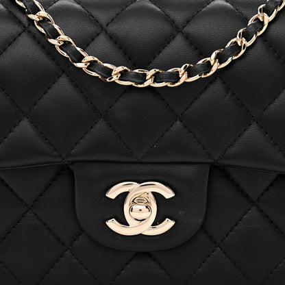 Chanel Lambskin Quilted Mini Top Handle Rectangular Flap Black 8 of 10