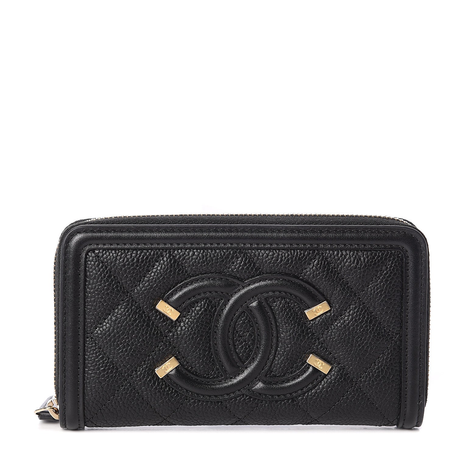 Chanel Caviar Quilted Medium Filigree Zip Around Wallet Black 1 of 7