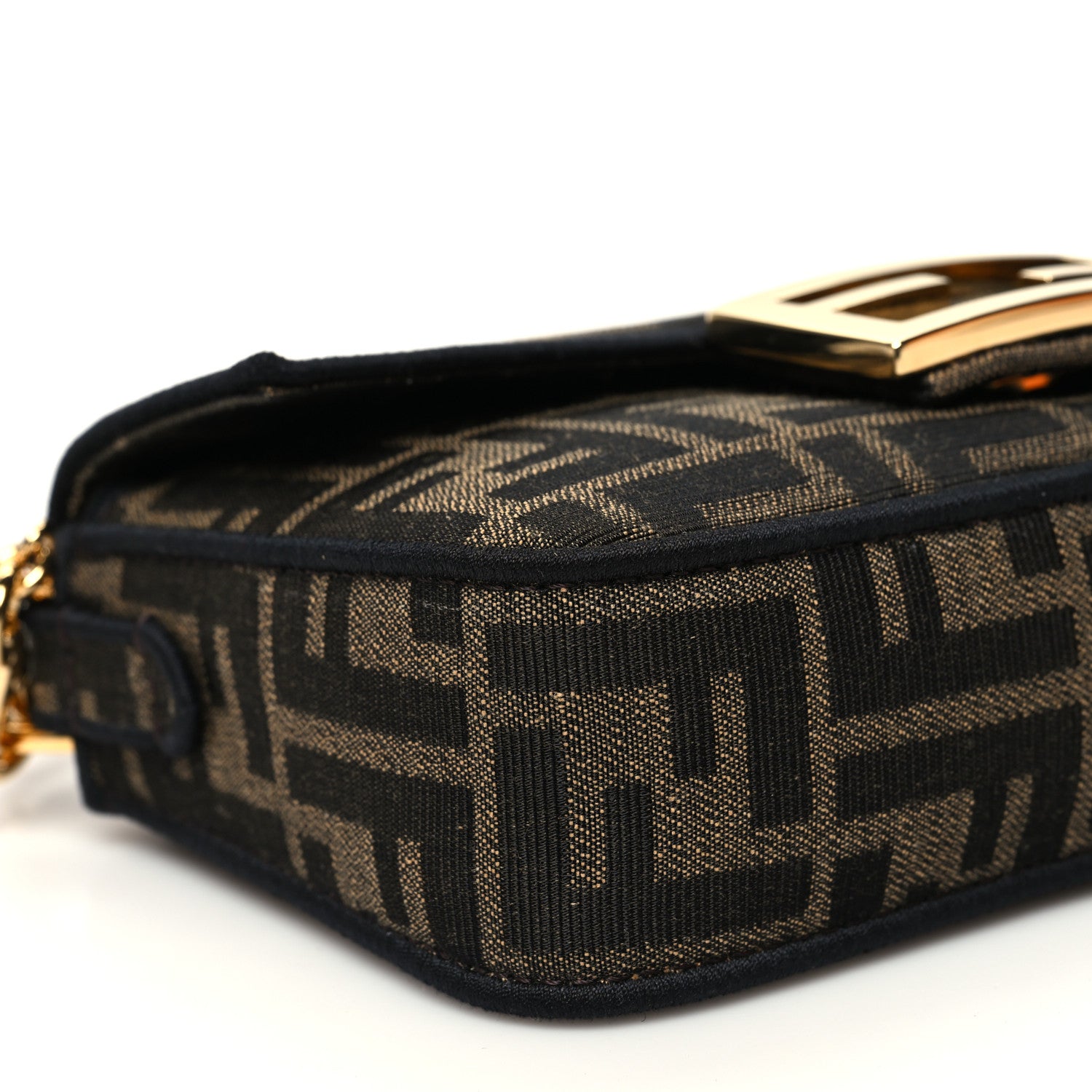 Fendi Fabric Jacquard FF 1974 Mini Baguette Tobacco Moro Black 10 of 11