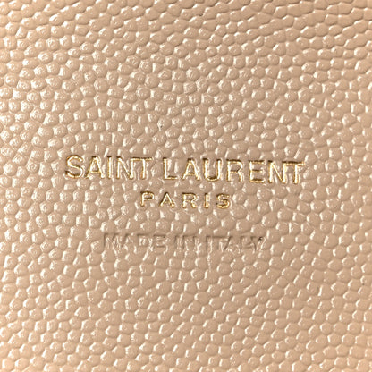 Saint Laurent Grain De Poudre Matelasse Chevron Monogram Cassandre Flap Pouch Dark Beige 6 of 9