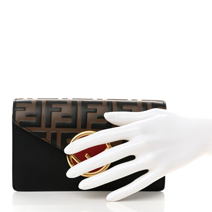 Fendi Vitello Liberty F is Fendi Bi-Color FF 1974 Embossed Envelope Belt Bag Maya Black 2 of 12