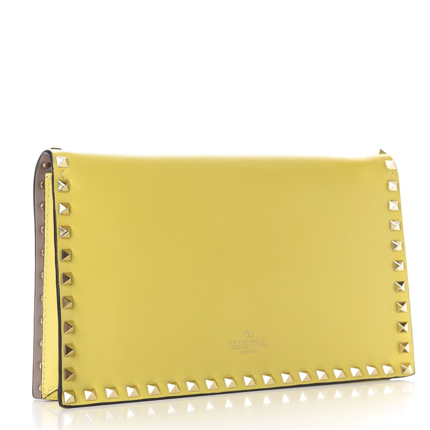 Valentino Garavani Nappa Rockstud Wristlet Clutch Naples Yellow 2 of 9