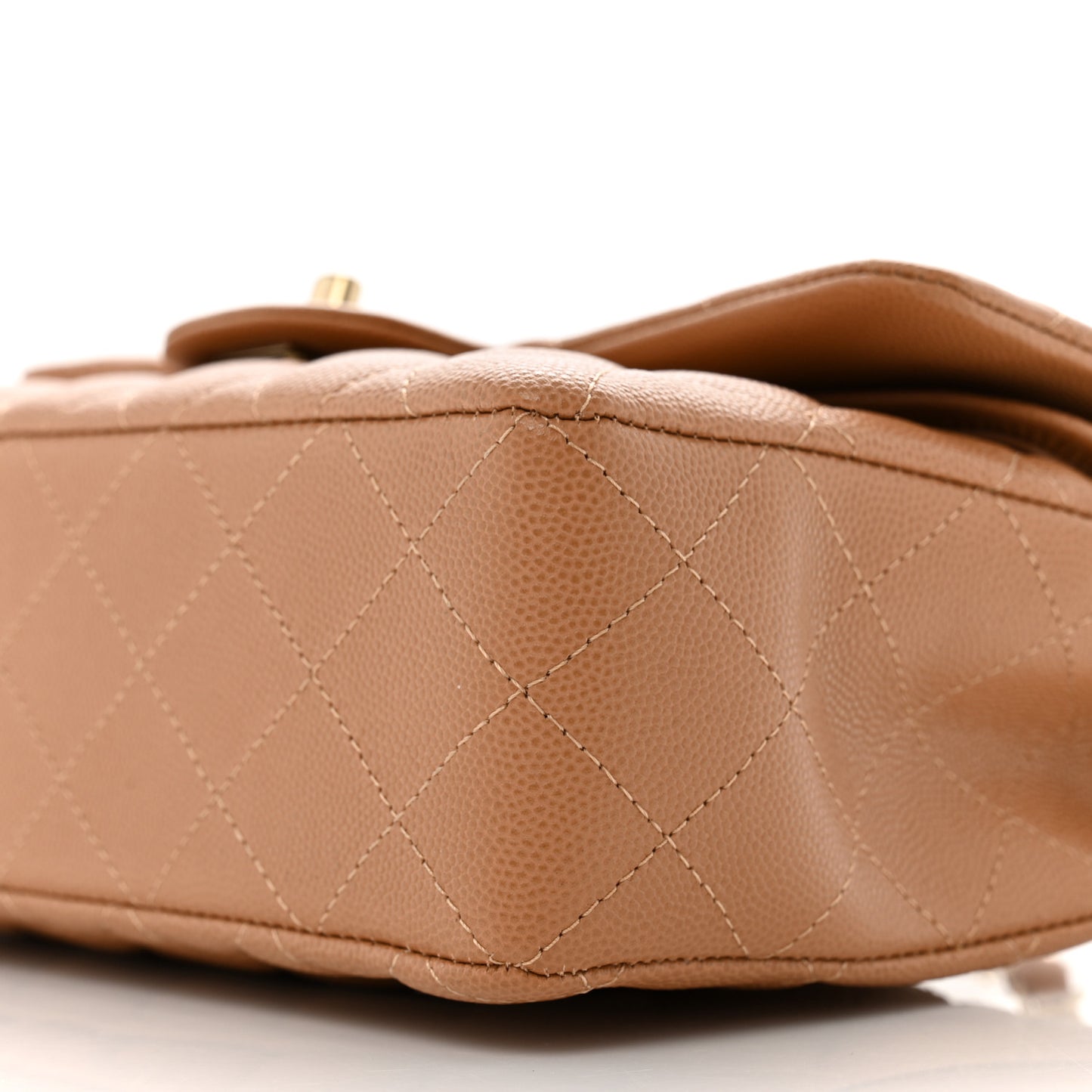 Caviar Quilted Small Double Flap Dark Beige