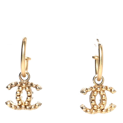 Chanel Metal CC Hoop Drop Earring Gold 1 of 3