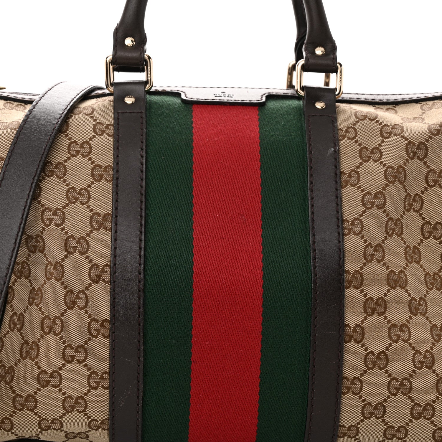 Gucci Monogram Vintage Web Medium Boston Dark Brown 8 of 16