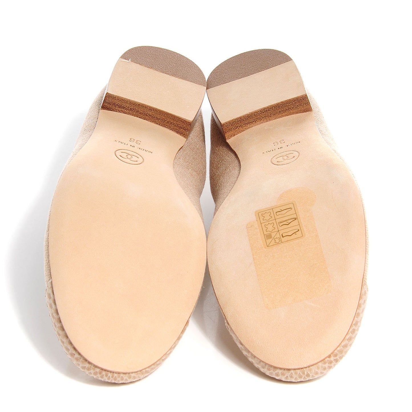 Toile Snakeskin Cap Toe CC Ballerina Flats 36 Dark Beige