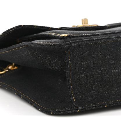 Chanel Denim Quilted Double You Mini Flap Black Golden 17 of 19