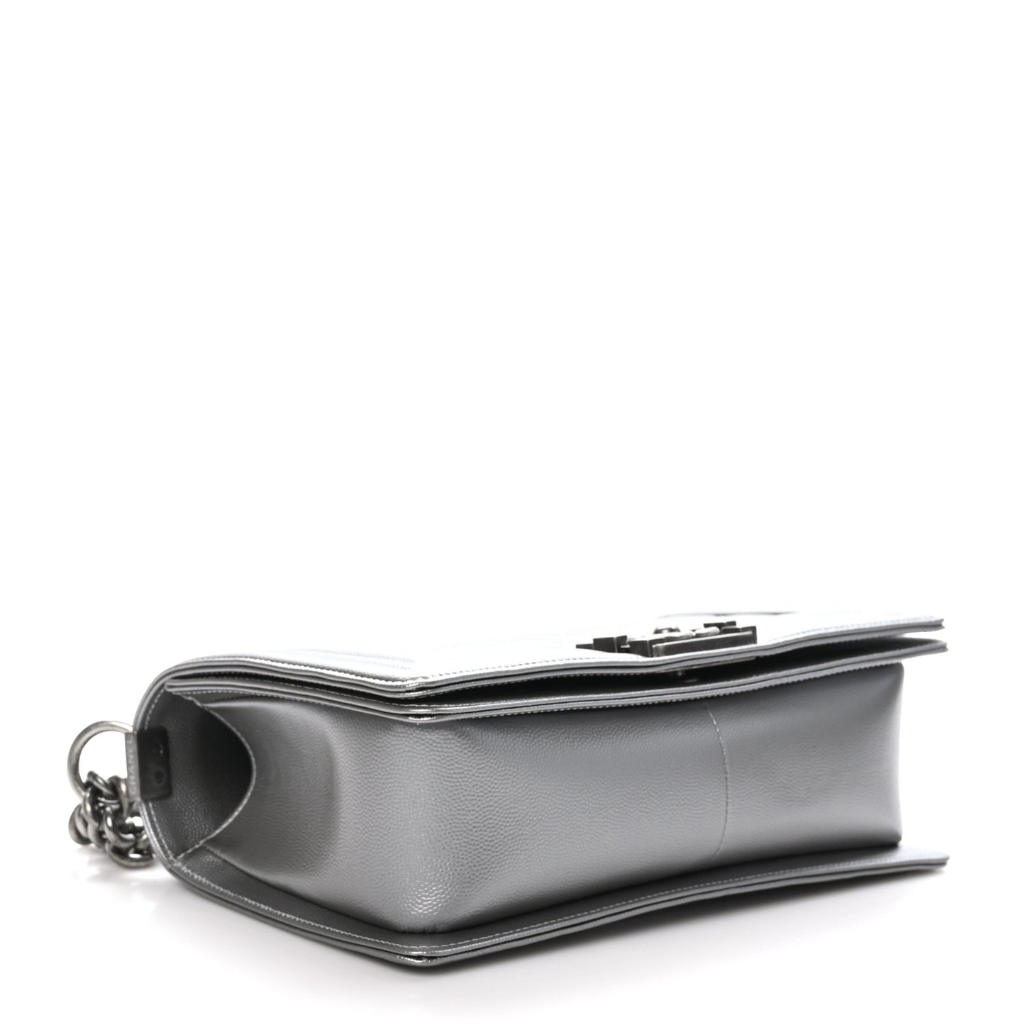 Metallic Caviar Quilted Medium Boy Flap Silver