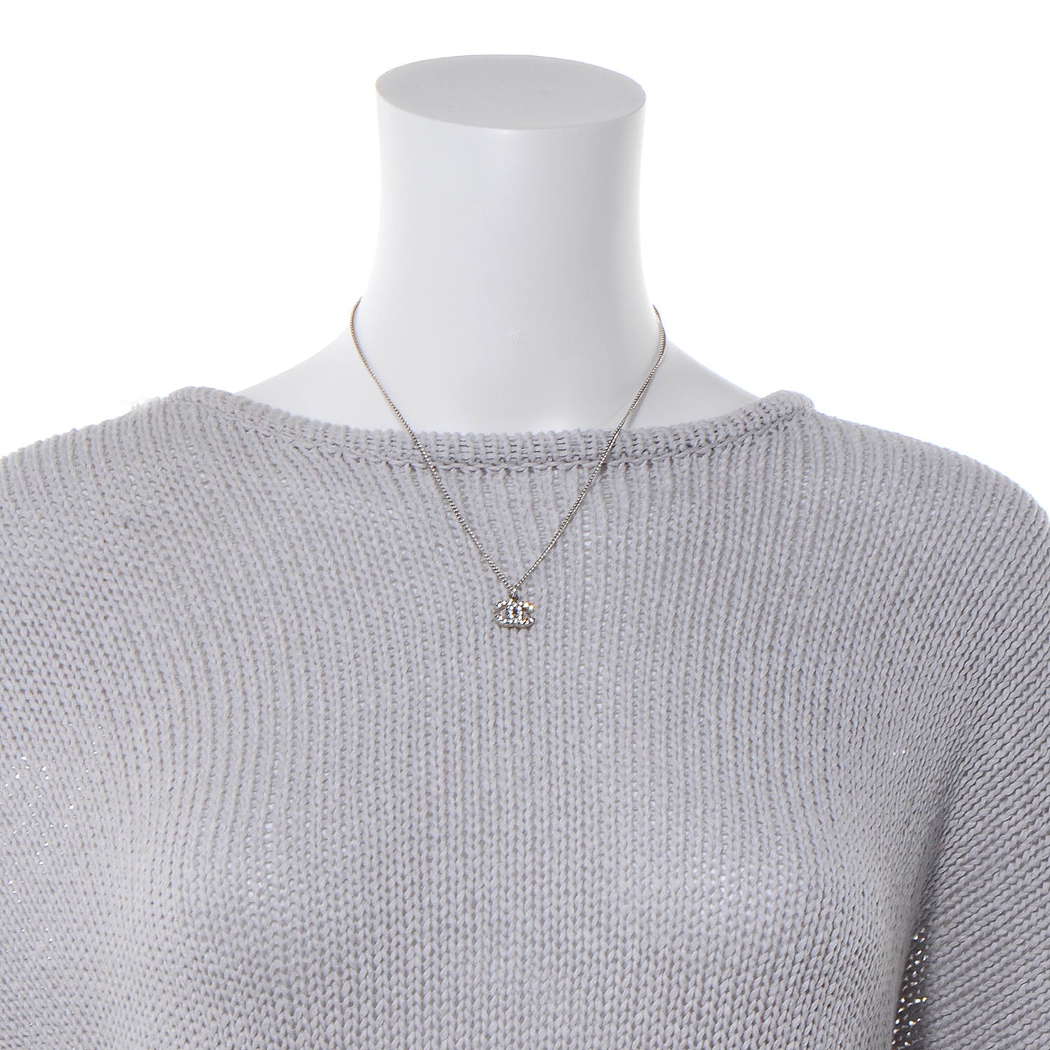 Chanel Crystal CC Necklace Silver 2 of 5