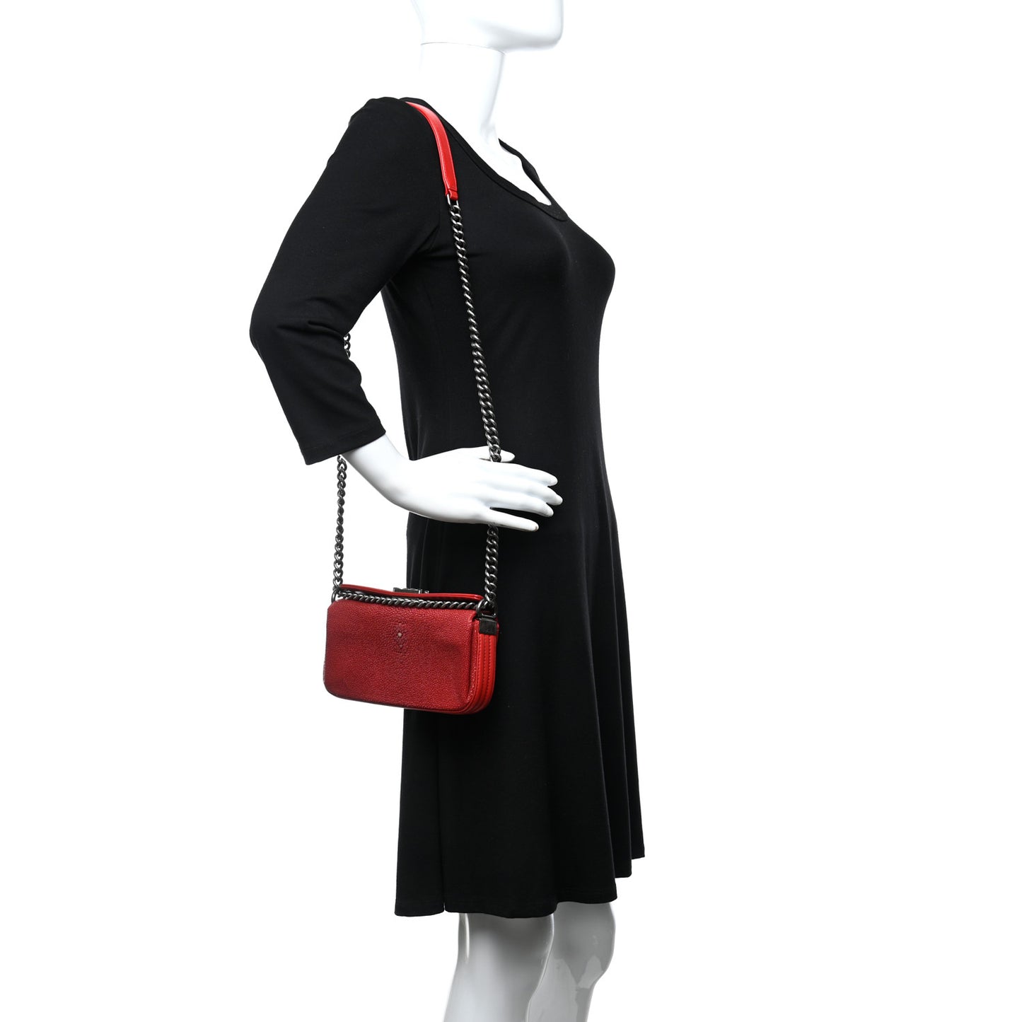 Galuchat Stingray Calfskin Boy Crossbody Red
