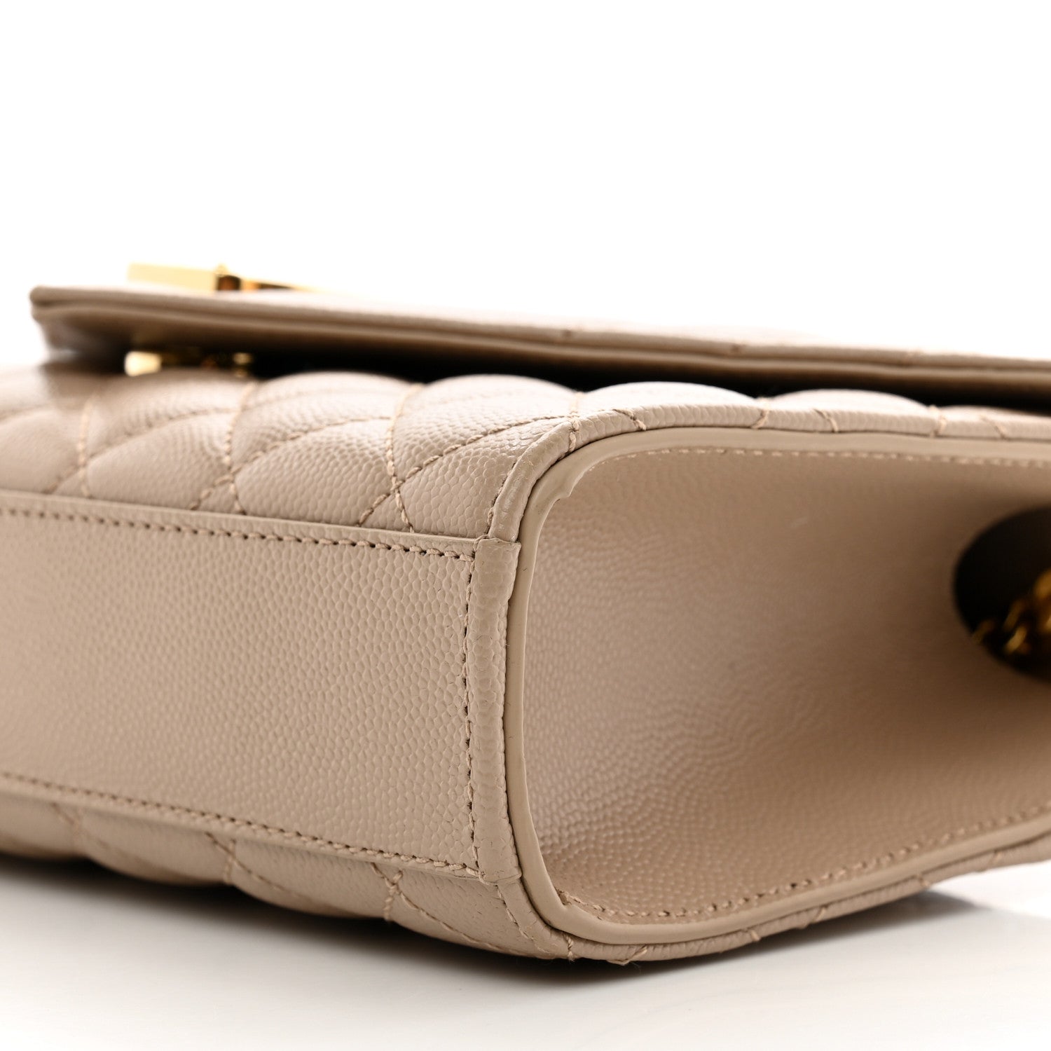 Saint Laurent Grain De Poudre Textured Mixed Matelasse Triquilt Small Monogram Satchel Dark Beige 10 of 10