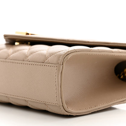 Saint Laurent Grain De Poudre Textured Mixed Matelasse Triquilt Small Monogram Satchel Dark Beige 10 of 10