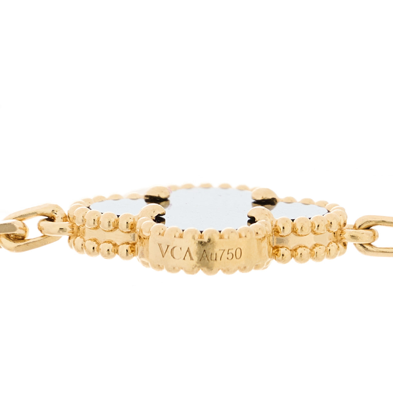 18K Yellow Gold Black Onyx 5 Motifs Vintage Alhambra Bracelet