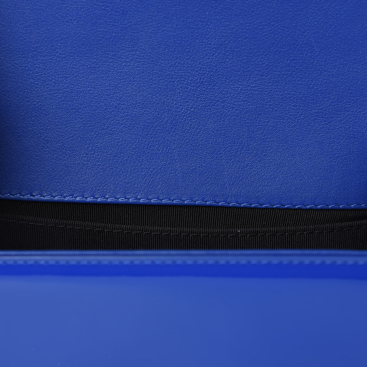Patent Calfskin Quilted Small Plexiglass Boy Flap Blue