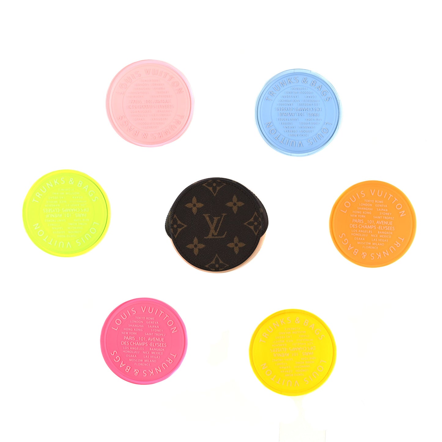 Monogram Fluo Plexiglass Coasters Set of 6 Multicolor