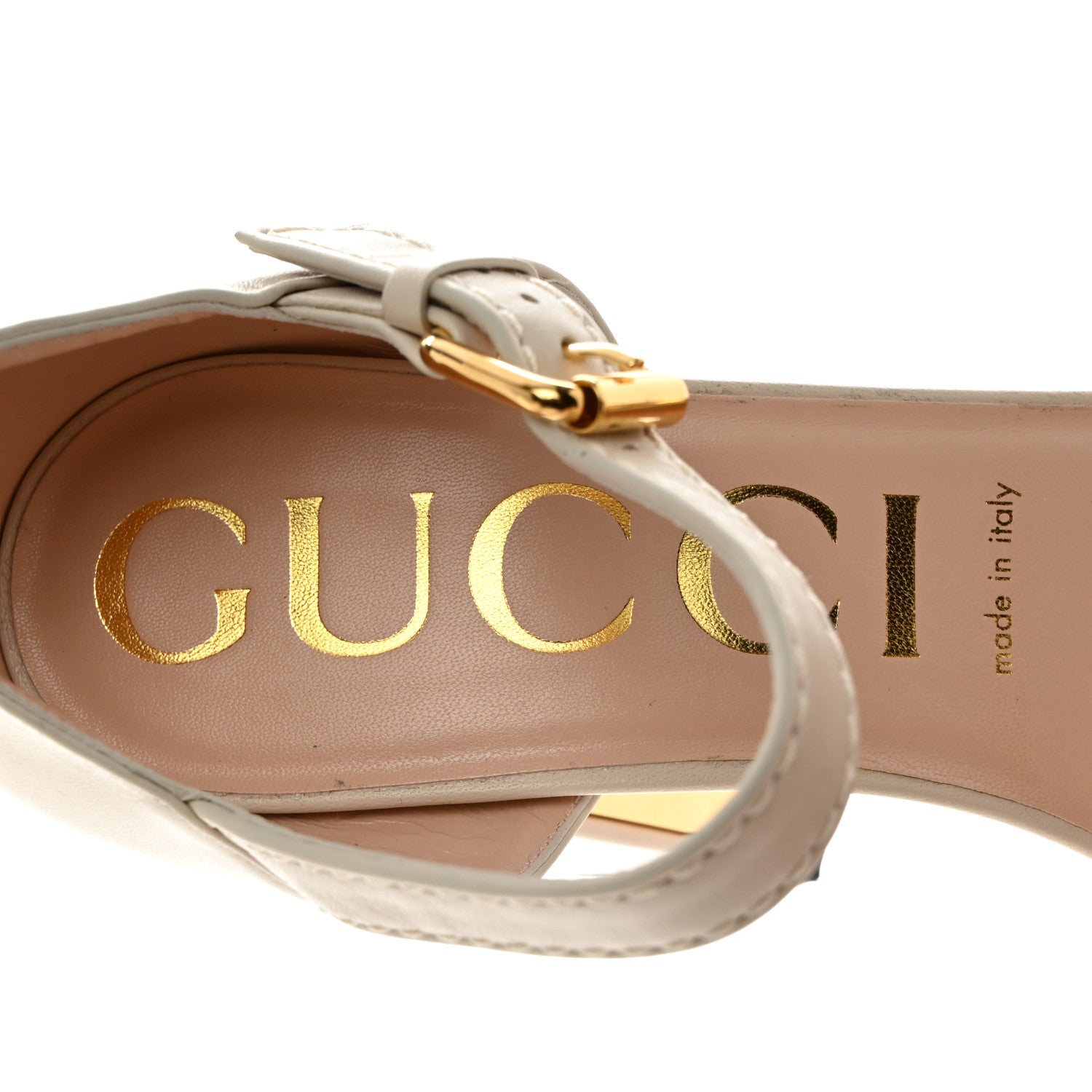 Gucci Nappa Horsebit Cross Strap 95mm Sandals 39 Mystic White 6 of 9