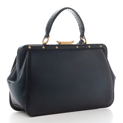 Gucci Calfskin Large Lady Stirrup Top Handle Dark Blue 2 of 10