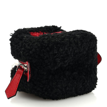 Fendi Shearling Dice Bag Charm Black Red 4 of 6