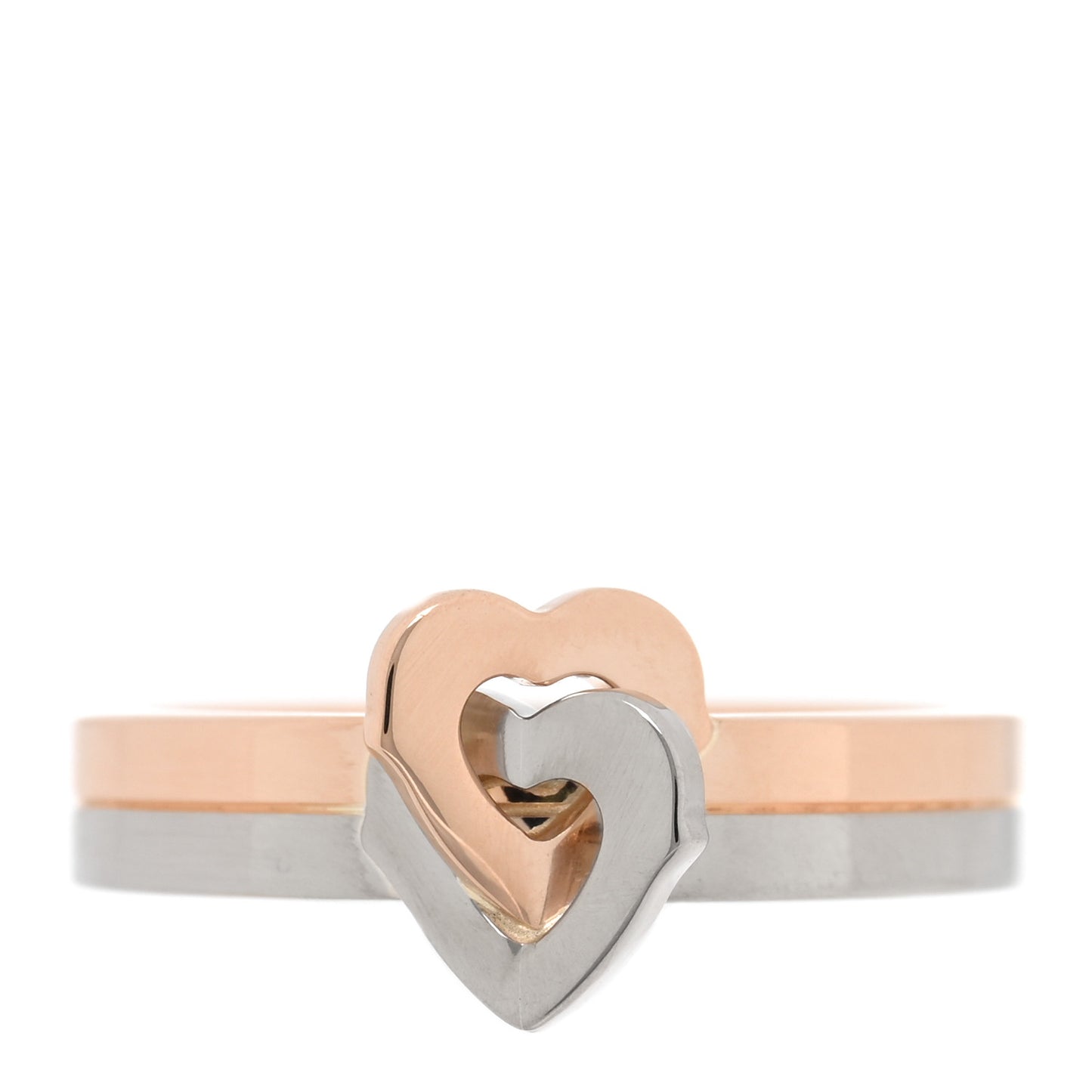 18K White Pink Gold Double Heart Ring 50 5.25