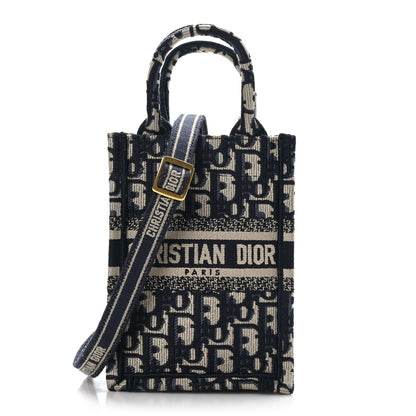 Christian Dior Oblique Mini Book Tote Phone Bag Blue 1 of 9