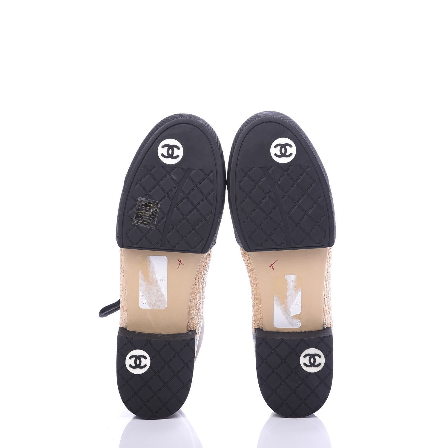 Chanel Straw Calfskin Lace Up Sneakers 41 Beige Black 11 of 11