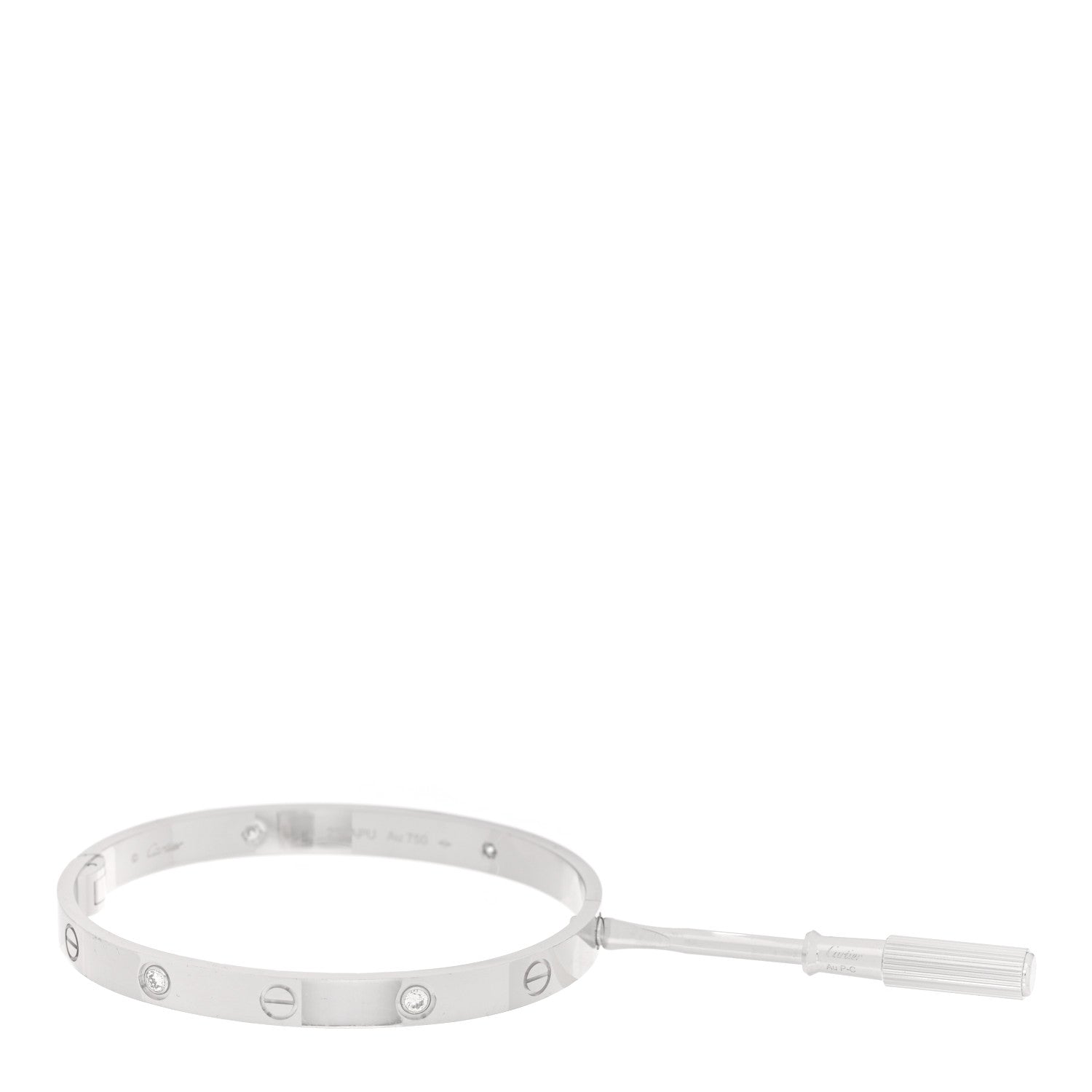Cartier 18K White Gold 4 Diamond LOVE Bracelet 18 6 of 7