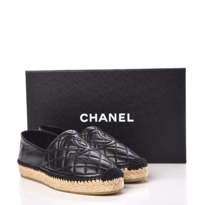 Chanel Lambskin Quilted CC Espadrilles 35 Black 10 of 10