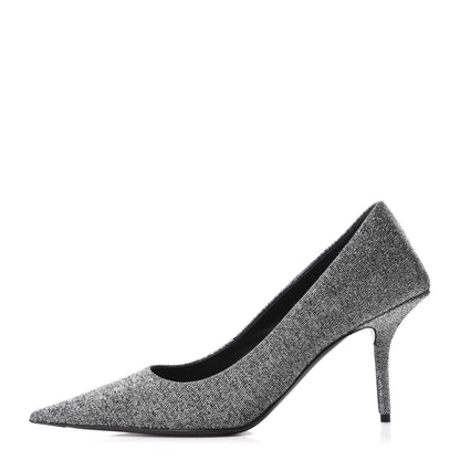 Balenciaga Shiny Fabric Square Knife 80mm Pumps 41 Silver 1 of 9