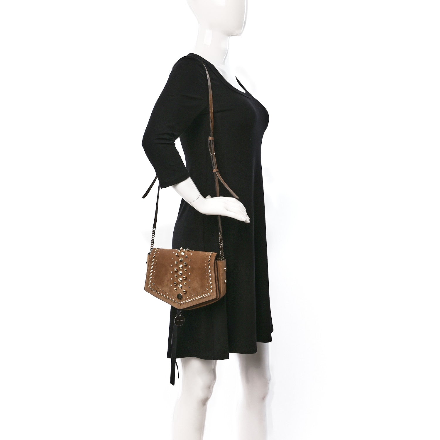 Jimmy Choo Suede Studded Bag Black Brown 2 of 8