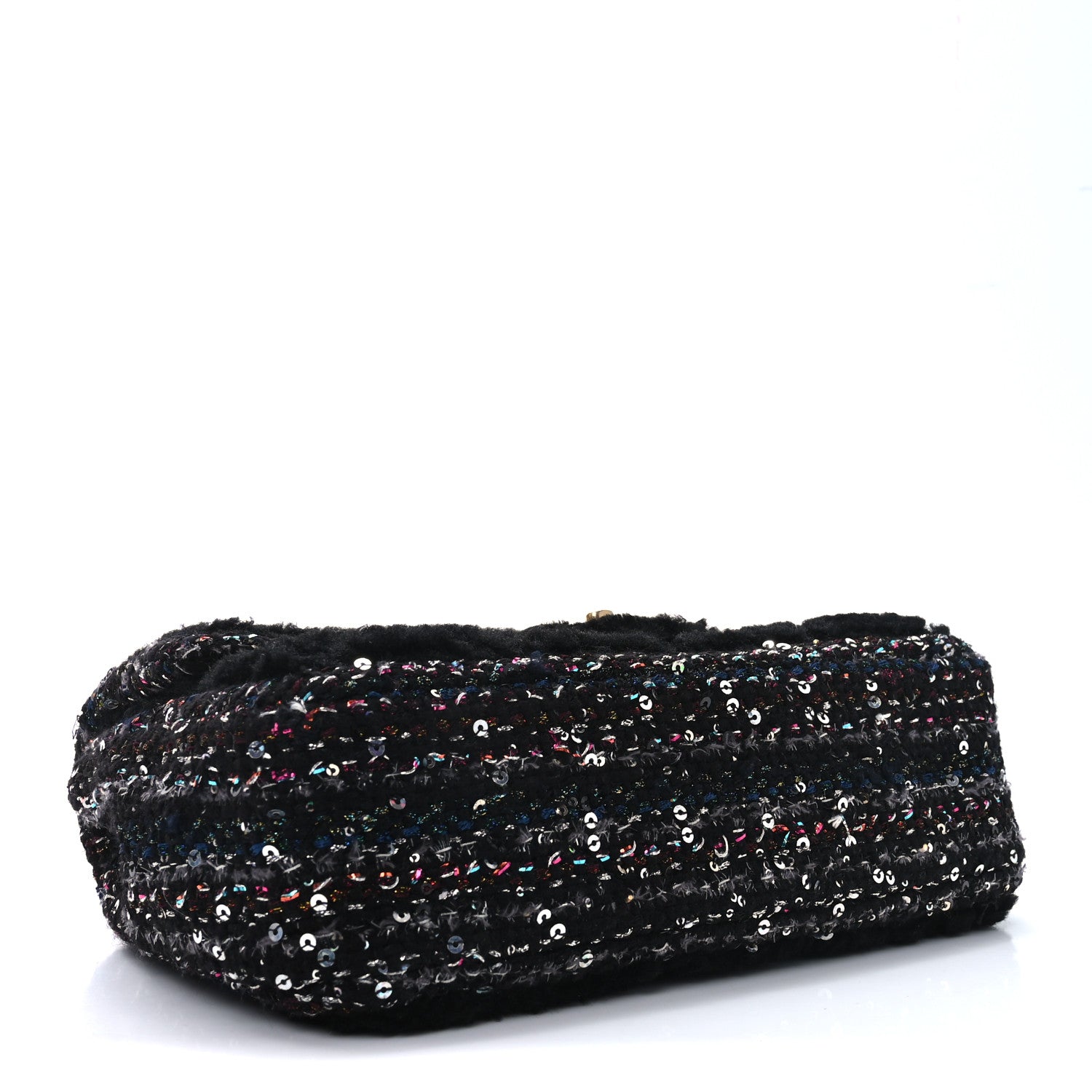 Chanel Shearling Sequin Tweed Quilted Single Flap Black 4 of 10