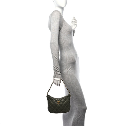 Chanel Lambskin Quilted CC Links Hobo Khaki 2 of 10