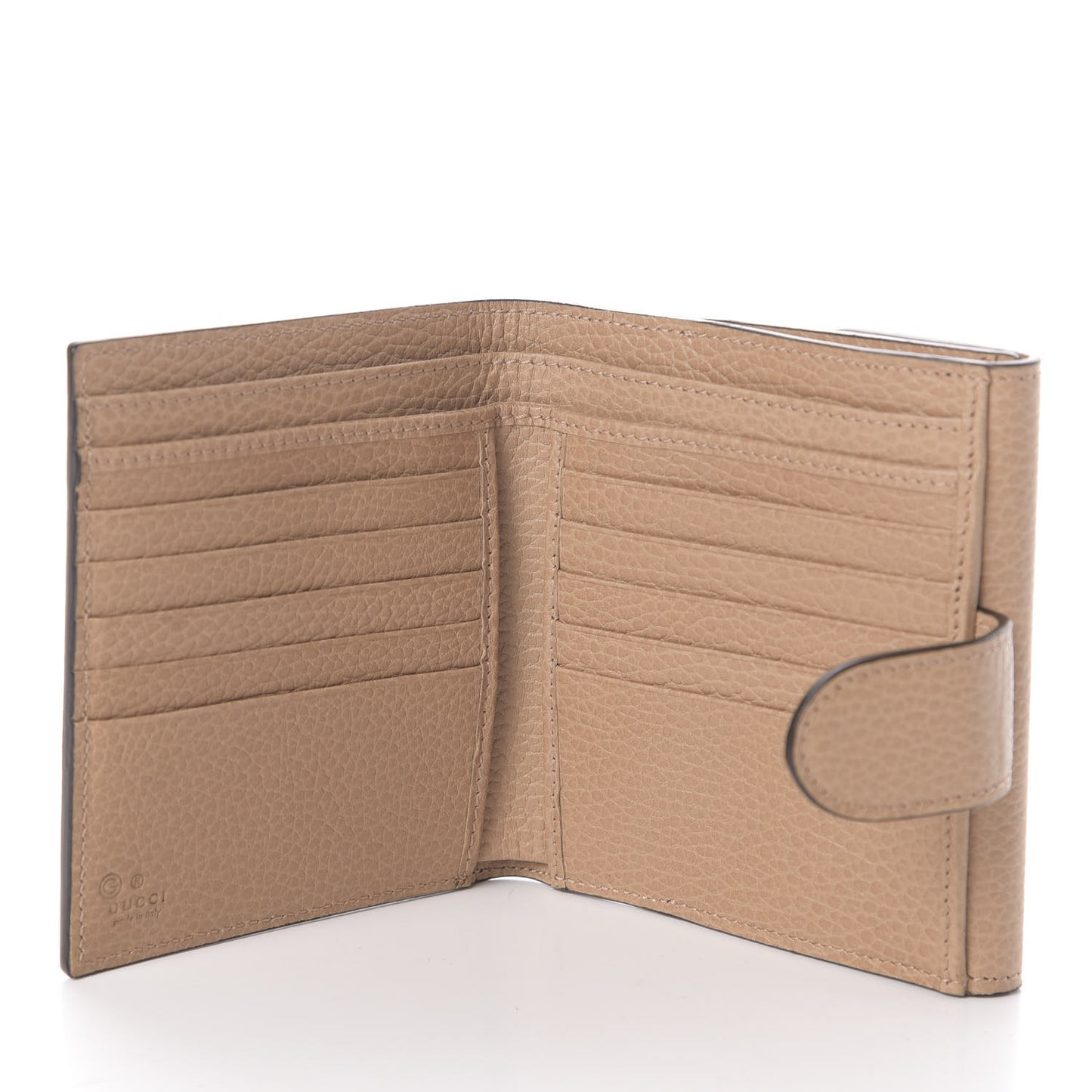 Dollar Calfskin Interlocking G French Wallet Camelia