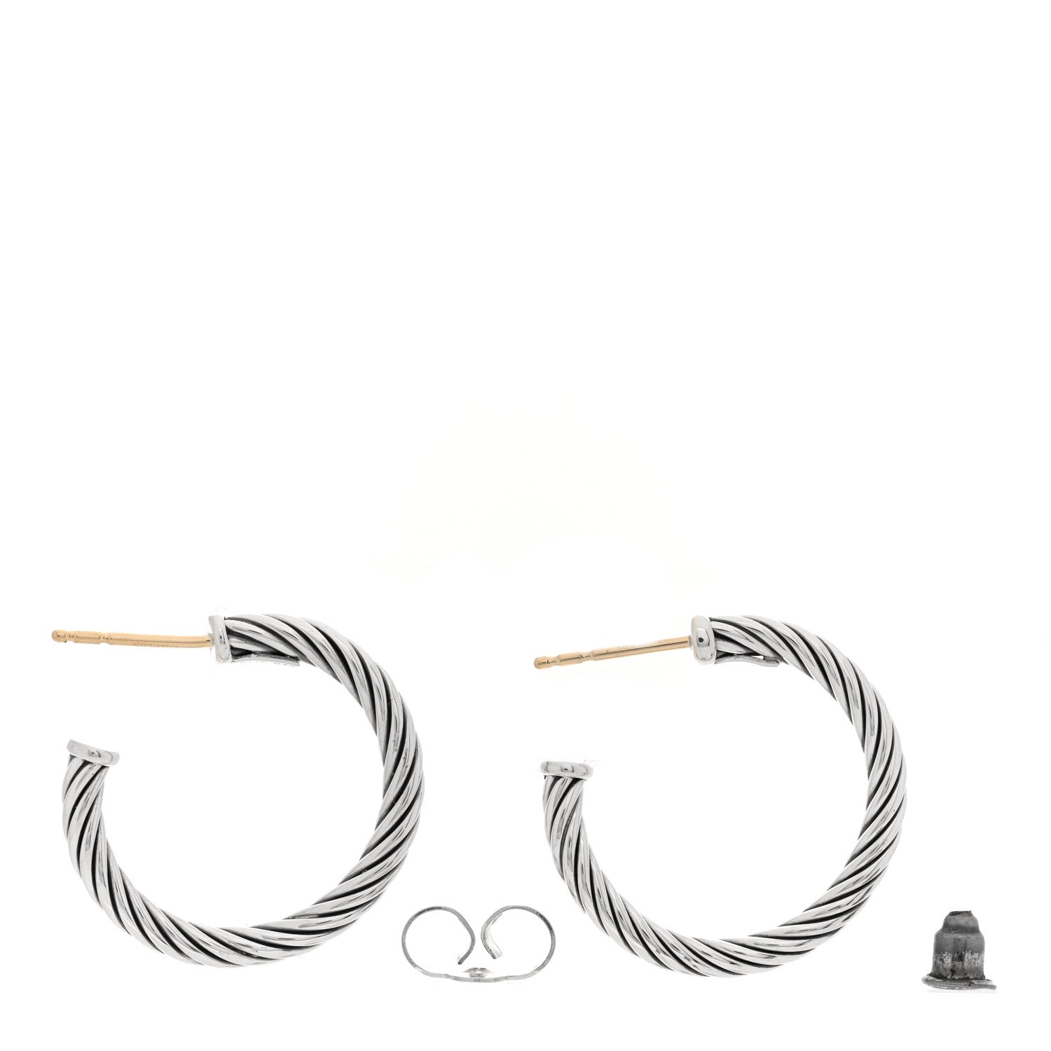 David Yurman Sterling Silver Small Cable Classics Hoop Earrings 4 of 5