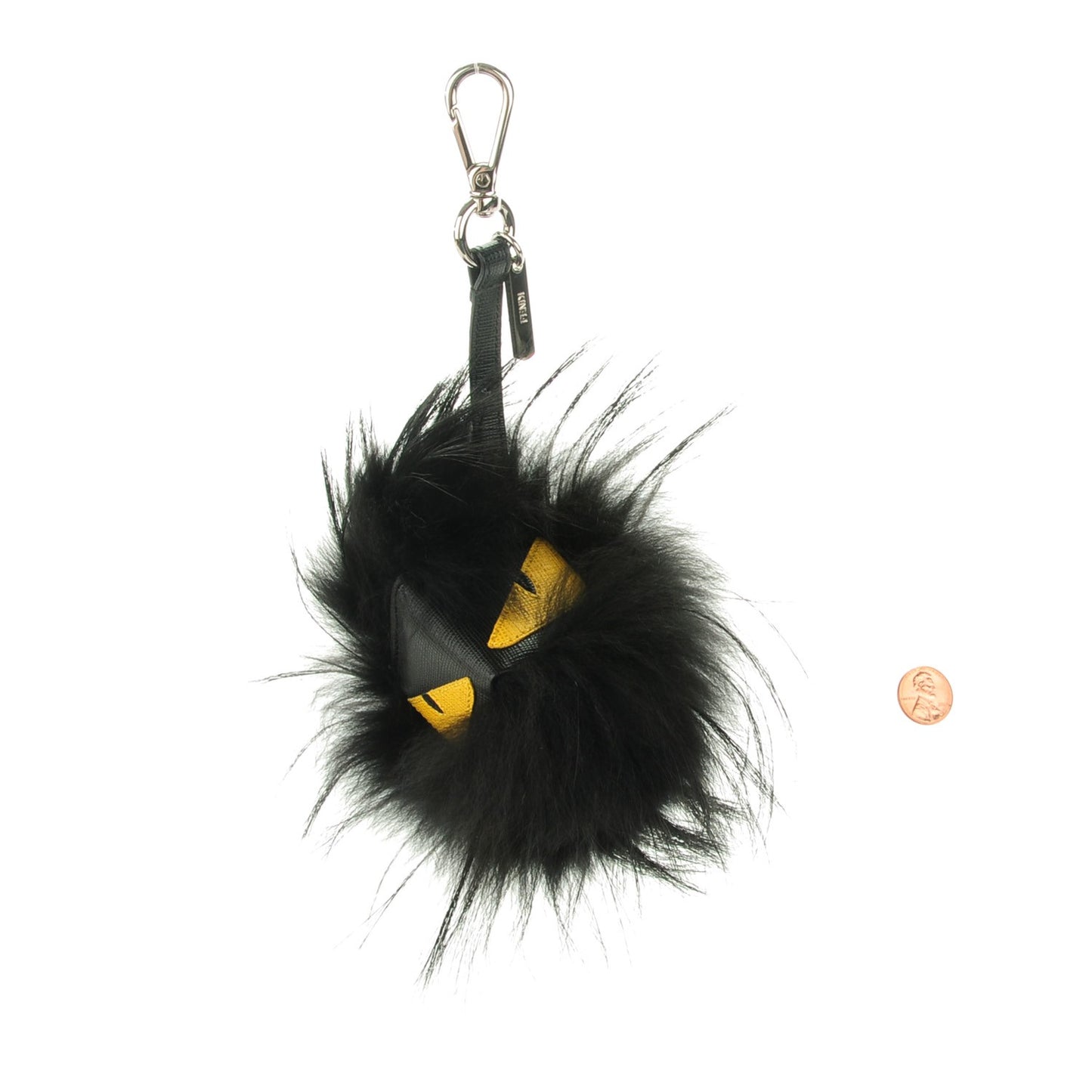 Vitello Elite Fox Fur Fusto Monster Bag Bug Charm Black Yellow